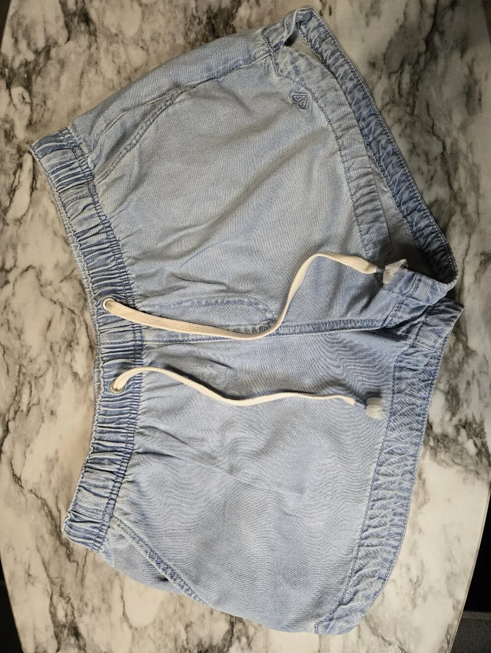 Roxy Light Blue Elastic Waist Drawstring Shorts